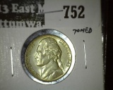 1942-P Jefferson Nickel, BU reverse album toned, value $12