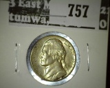 1944-D Jefferson Nickel, BU toned, value $15