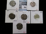 6 Jefferson Nickels, all BU (some are toned), 1952-S, 1953, 1953-D, 1954-S, 1955 & 1955-D, group val