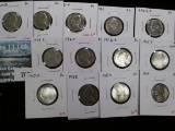 Group of 13 BU Jefferson Nickels, 1956-D, 1957PD, 1958PD, 1959PD, 1960PD, 1961PD, 1962PD, complete d