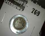 1842 Seated Liberty Half Dime, VG value $20