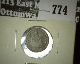 1858-O Seated Liberty Half Dime, AG/G, G value $18