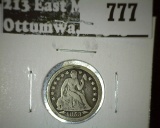 1853 Arrows Seated Liberty Dime, VG, G value $20, F value $25