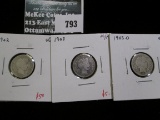 3 Barber Dimes, 1902 VG, 1903 VG/F & 1903-O VG, group value $16