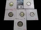 6 Mercury Dimes, 1934 XF 1934-D XF, 1935 AU+ toned, 1935-S XF, 1936 XF & 1936-D VG, group value $27