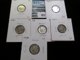 6 Mercury Dimes, 1937 AU, 1937-S VF, 1938 AU, 1938-D F, 1938-S VF & 1939 XF, group value $20