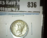 1940-D Mercury Dime, BU MS63+, value $15