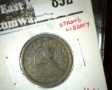 1838 Seated Liberty Quarter, F/VF dark, STRONG LIBERTY, F value $60, VF value $175, significant jump