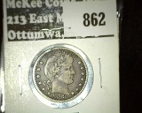 1898 Barber Quarter, F value $26