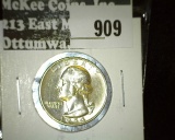 1954 Washington Quarter, BU, value $10