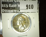 1955 Washington Quarter, BU toned, value $20