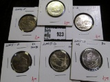 Group of 6 Washington Quarters, 2005-P WV, 2005-P KS, 2005-D OR, 2005-D MN, all 4 2005 pieces are go