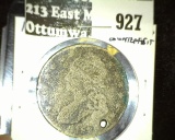 1836 Bust Half - CONTEMPORARY COUNTERFEIT - made in the 1800s of white metal, heavily circulated, ho