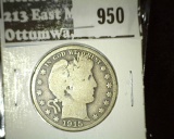 1915-S Barber Half, VG, value $17