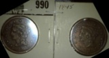 1845 & 1851 U.S. Large Cents.