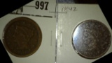 1842 & 1851 U.S. Large Cents.