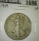 1939 Walking Liberty Half, VF, value $16