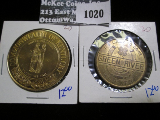 Green River Whiskey Advertising Piece  And The Commonwealth Of Kentucky/ Uss Kentucky Medal