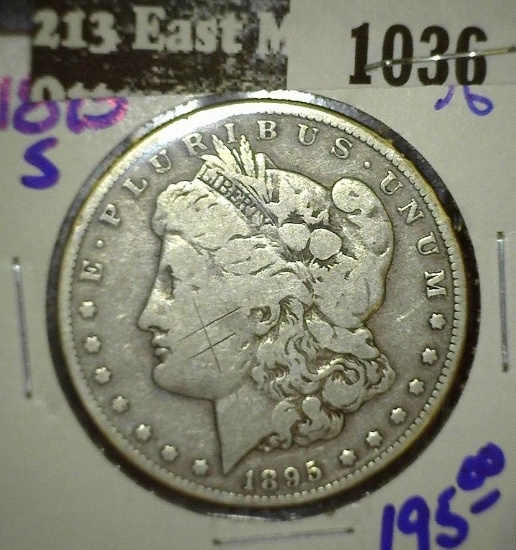 Key Date 1895-S Morgan Dollar With Scratches