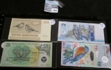 4 Bank Notes With Animals From Denmark, Papua New Guinea, Brazil, And Bermuda