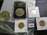 Replica 1 Ounce Gold Panda, Gold State Quarters, 1978 Eisenhower Dollar In A Slab Holder