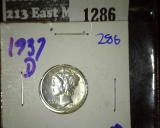 1937 D High grade Mercury Dime.