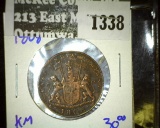 1808 British East Indies Ten Cash Coin Km Number 319