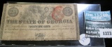 The State Of Georgia 25 Cents Note Printed January 1st, 1863 In Milledgeville, Georgia