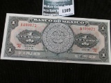 15-1-61 Banco De Mexico One Peso Banknote, Crisp Uncirculated. Series JQ.