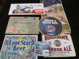 1934 Levi's Ink blotter; old Beer & Ginger Ale labels; Miller Lite Coaster; and a group of 1976 Chri