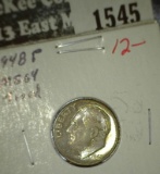 1948 P Gem BU Roosevelt Dime with spectacular toning.