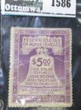 1945 World War II Federal Vehicle Tax Stamp.