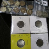 1913P, 18P, 19S, 30P, D, 34D, 35P, 37D, 39P, & 40 P Lincoln Cents; 1900, 01, 02, & 03 Indian Head Ce