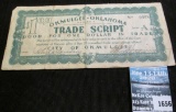 1933 One Dollar Okmulgee Oklahoma Trade Script, MS #:  OK215-1B, 202 mm x 91 mm, serial No. 0468. co