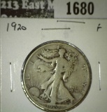 1920 Walking Liberty Half F, value $20