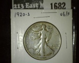 1920-S Walking Liberty Half VG/F, value $19