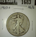 1923-S Walking Liberty Half, AG/G, value $13
