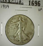 1939 Walking Liberty Half, VF, value $16