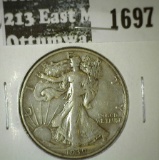1939-D Walking Liberty Half, VF, value $16