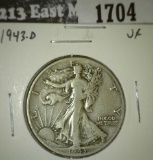 1943-D Walking Liberty Half, VF, value $16