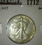 1947 Walking Liberty Half, AU, value $25
