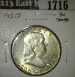 1950 Franklin Half, BU toned, value $40