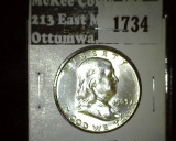 1963 Franklin Half, BU, value $20