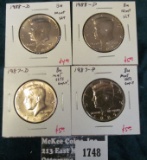 4 BU Kennedy Halves, 1987-P, 1987-D, 1988-P & 1988-D, all BU from Mint Sets, group value $19