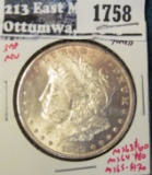 1879-S Morgan Dollar, 3rd reverse, BU toned, MS63 value $60, MS64 value $80, MS65 value $170