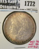1887 Morgan Dollar, BU toned, MS63 value $65, MS64 value $80, MS65 value $165