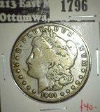 1901-S Morgan Dollar, F, value $40