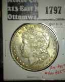 1902-O Morgan Dollar, AU58 slider, AU value $45, MS60 value $55