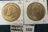 2 Eisenhower Dollars, 1971 BU & 1971-D BU toned, value for pair $15+