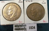 2 Eisenhower Dollars, 1974 BU toned & 1974-D BU toned, value for pair $20